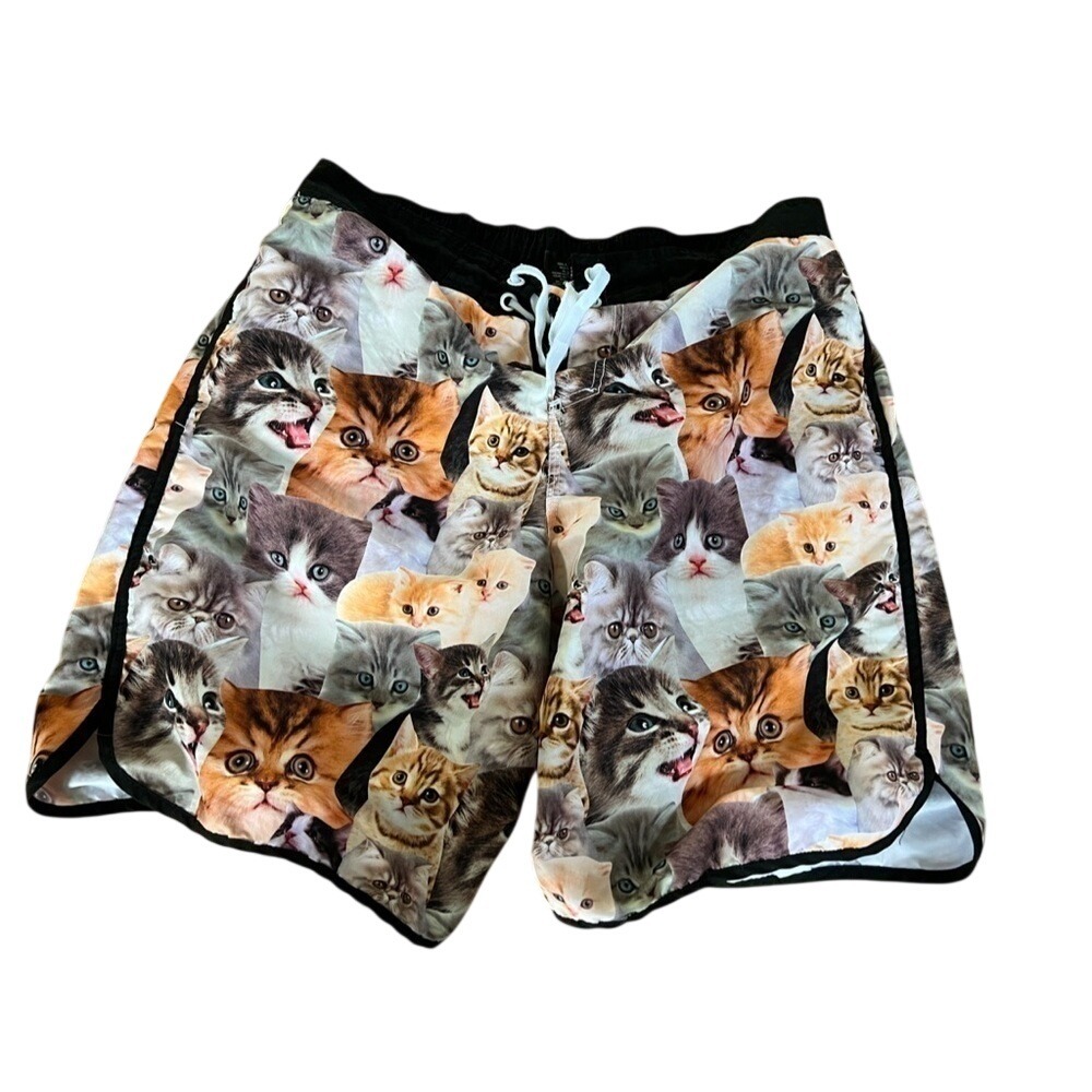 Bioworld Swim Crazy Cats‎ Bathing Suit Mens Board Shorts